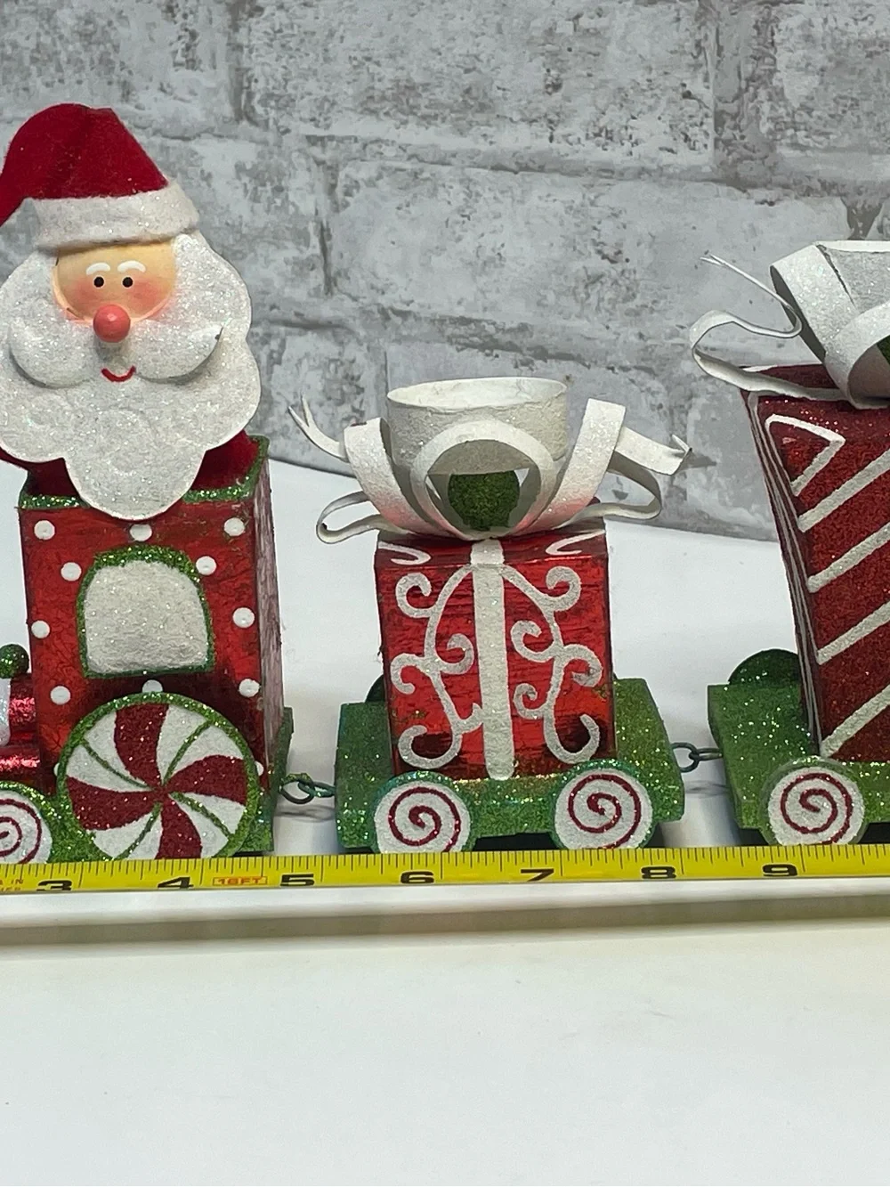 Pier 1 Metal Christmas Train Candle Holder Santa 3 Piece Very Rare HTF 11”